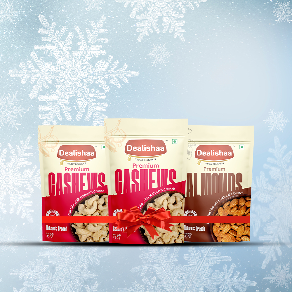 Premium Cashew & Almond Pack – Free Black Raisins