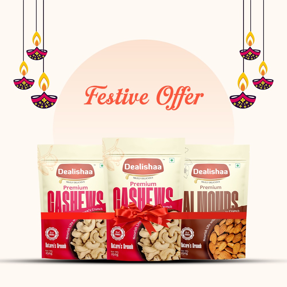 Premium Cashew & Almond Pack – Free Black Raisins